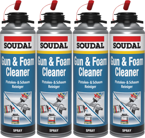 4 x Soudal Schaum & Pistolen Reiniger PROFI á 500ml